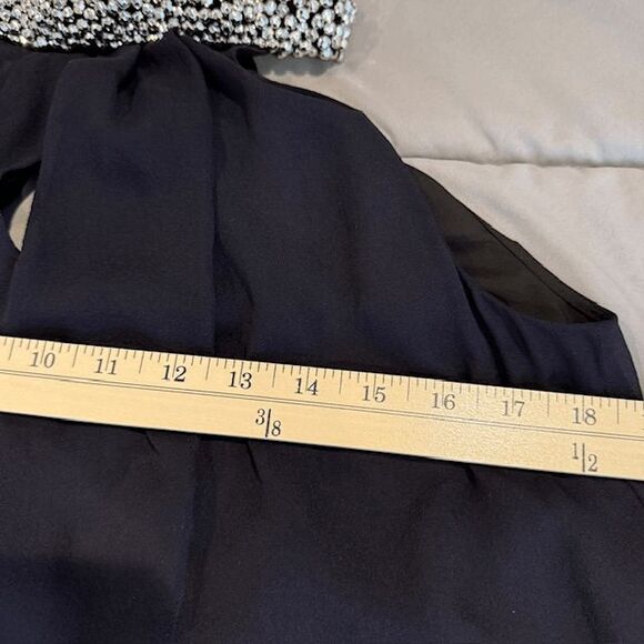 Diane Von Furstenberg Silk Lainey Embellished Dress Black w/ Silver Beads Size 4 - Picture 12 of 14